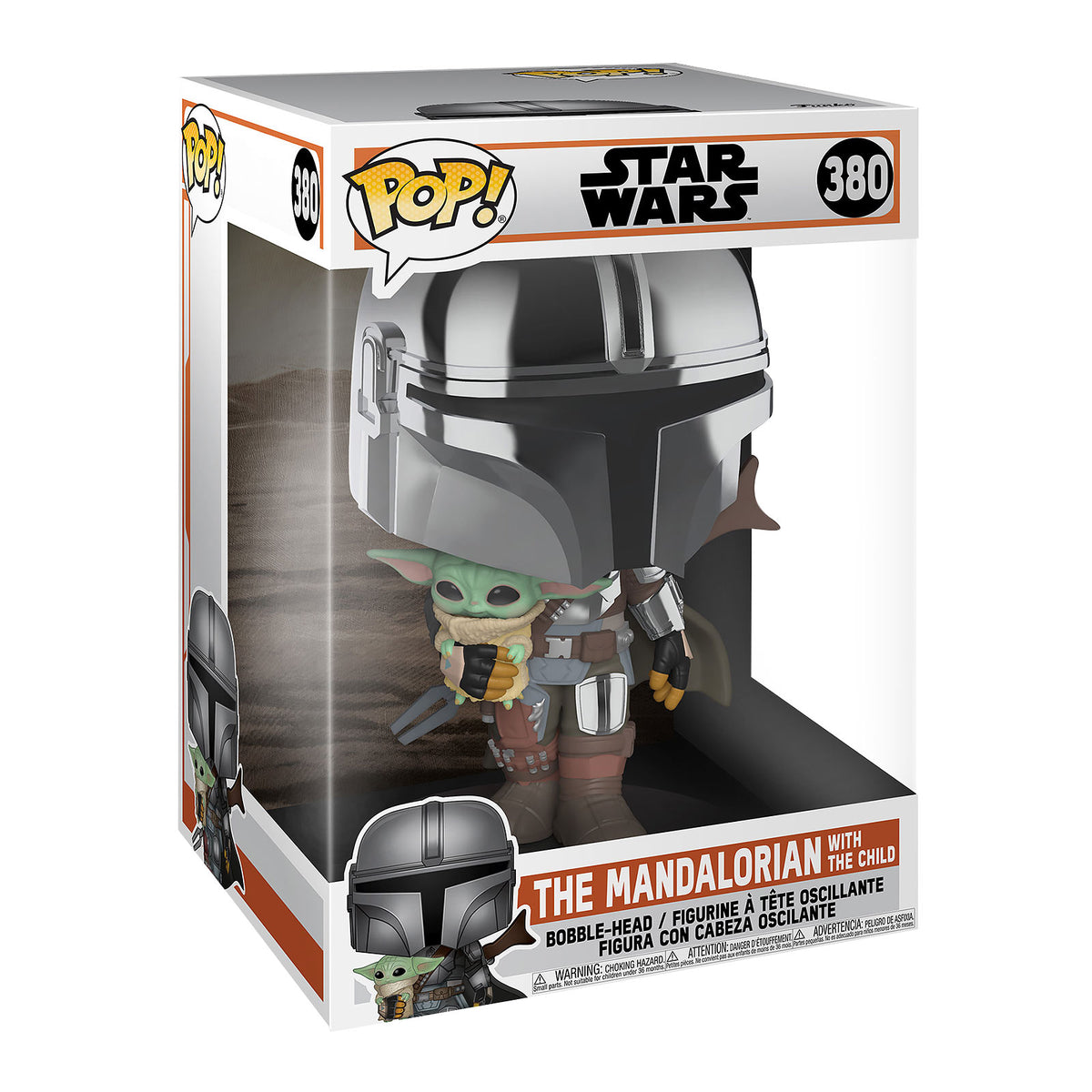 Produktbild Mandalorian Chrome Funko Pop vickande huvudfigur 26 cm - Star Wars