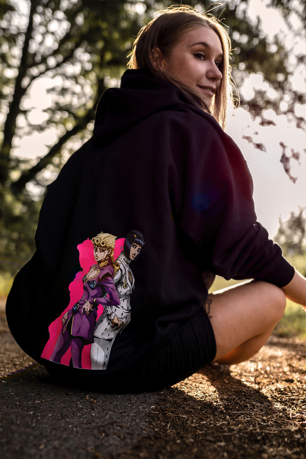 Produktbild JoJo's Bizarre Adventure - Giorno och Bruno Hoodie svart