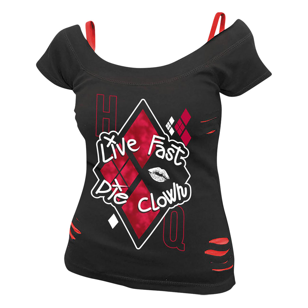 Produktbild Harley Quinn - Live Fast Die Clown 2i1 T-shirt Dam