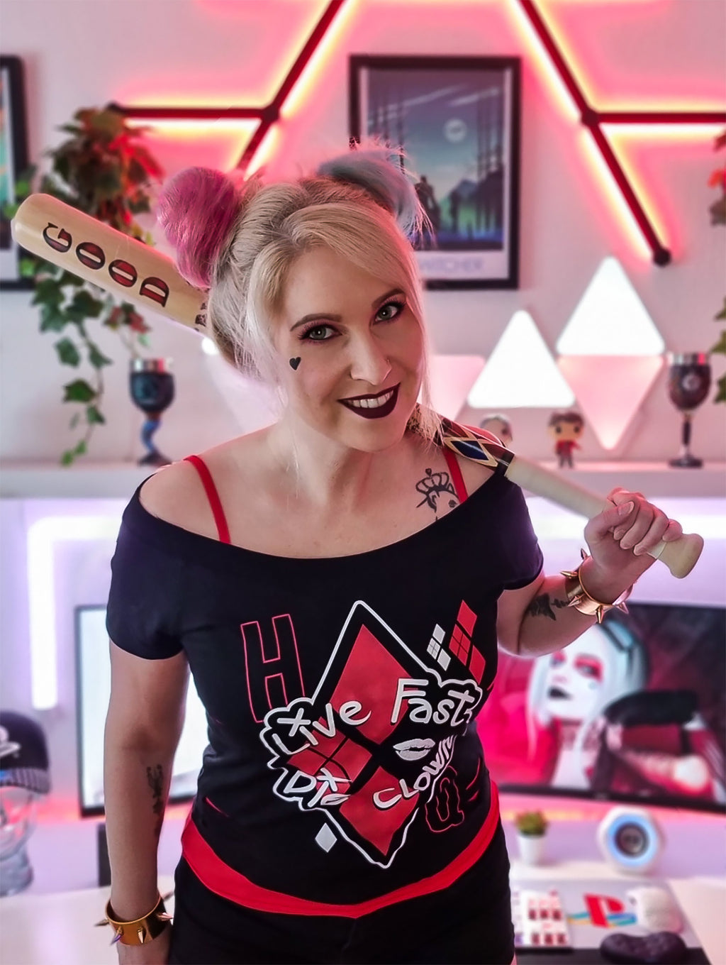 Produktbild Harley Quinn - Live Fast Die Clown 2i1 T-shirt Dam