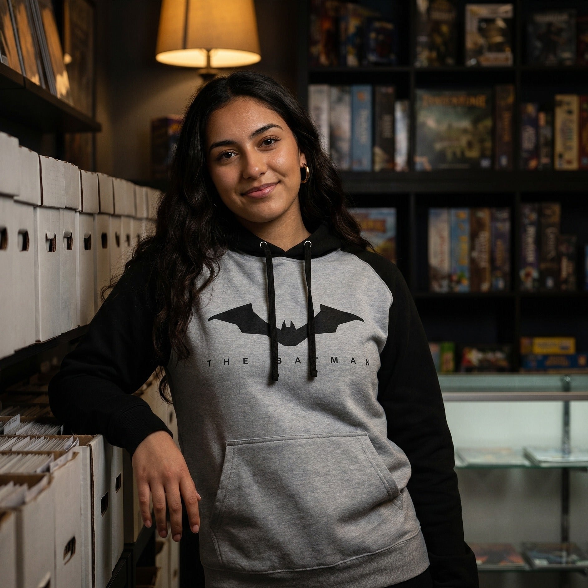Produktbild The Batman - Logo Baseball Hoodie grå-svart