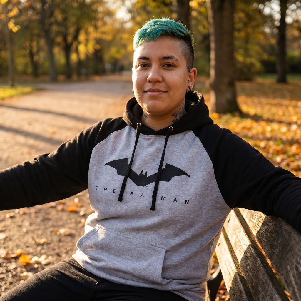 Produktbild The Batman - Logo Baseball Hoodie grå-svart