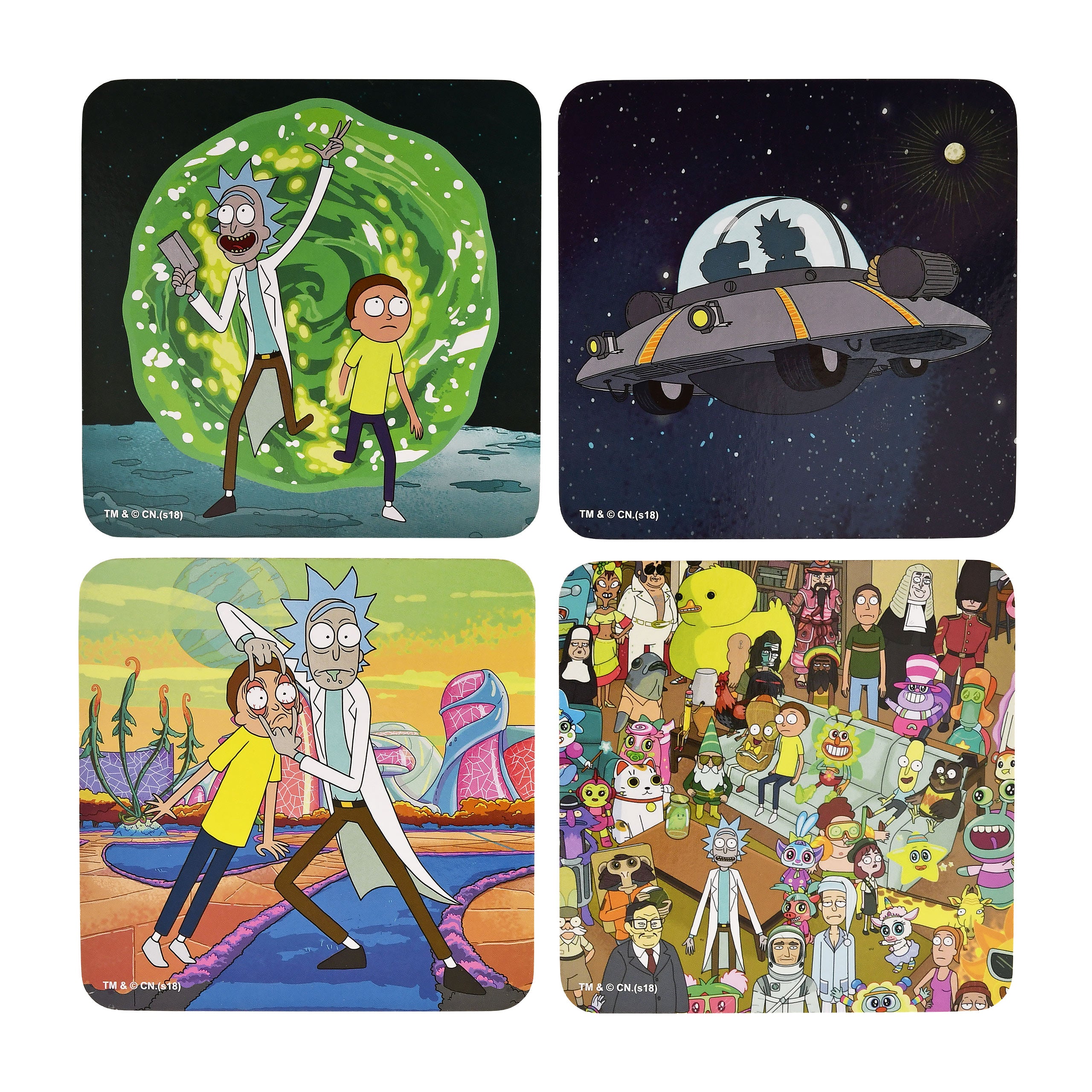 Produktbild Rick and Morty - Set med 4 glasunderlägg