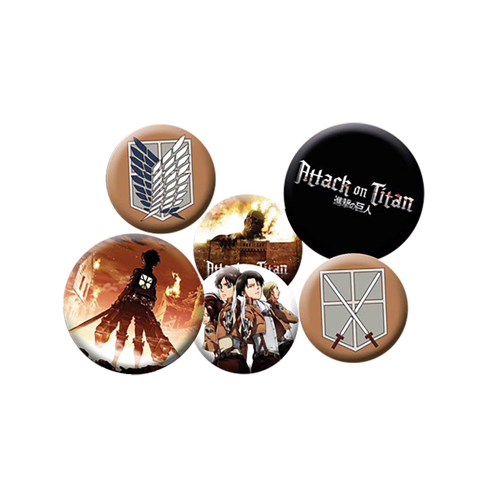 Produktbild Attack on Titan - Karaktärs-knappset 6-pack