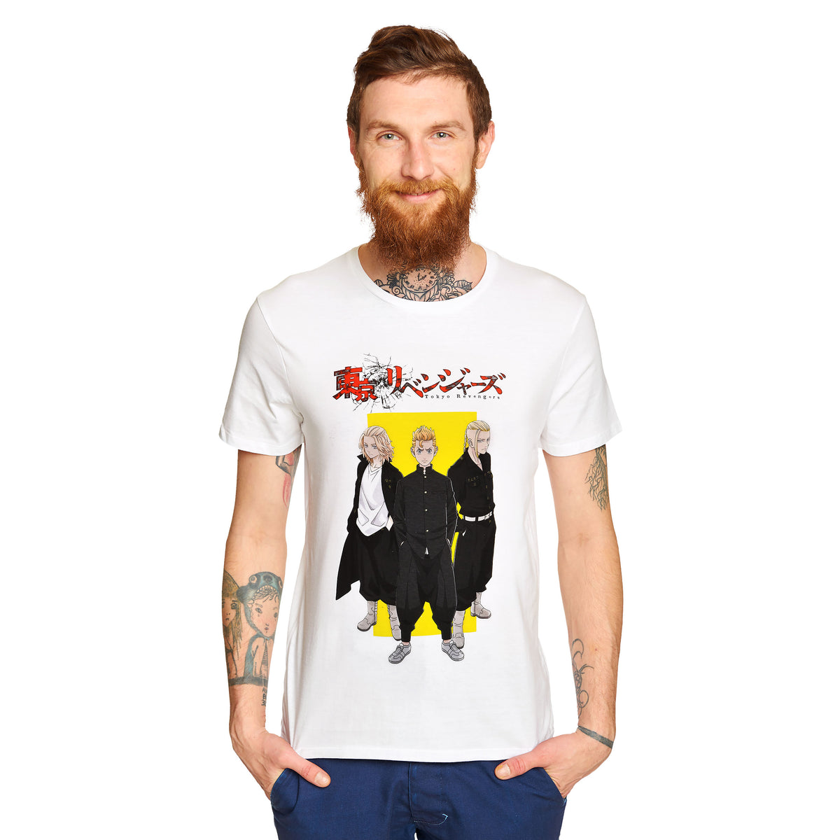 Produktbild Tokyo Revengers - Gul Fyrkantig Logotyp T-Shirt vit