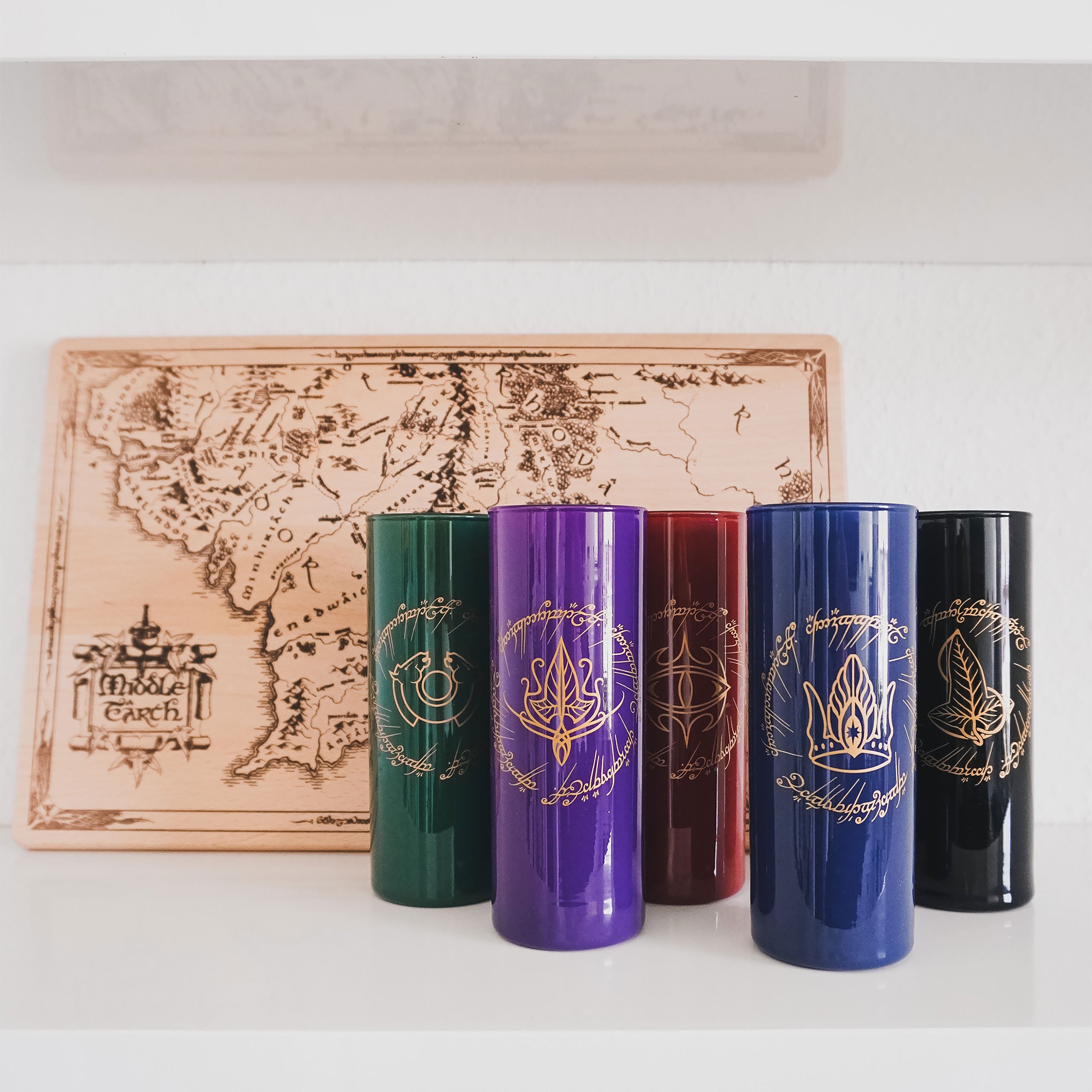 Produktbild Mittelerde-symbol glas-set 5-delad - Sagan om Ringen