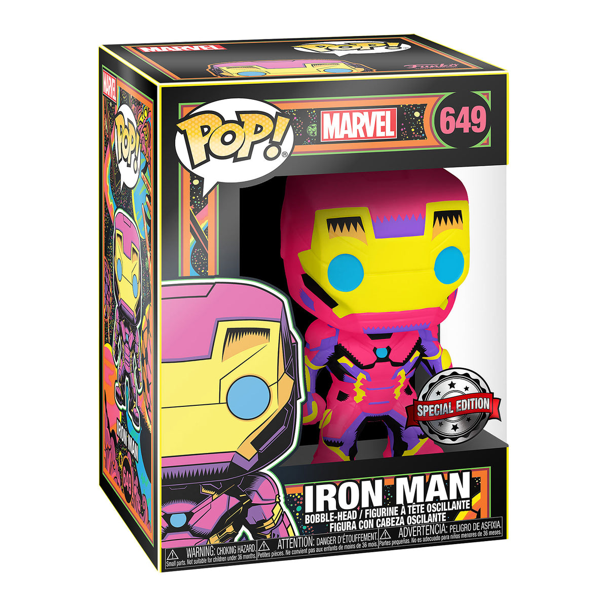 Produktbild Iron Man - Funko Pop Black Light Glow Vickande huvudfigur