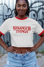 Produktbild Stranger Things - Distressed Logo Crop Top vit