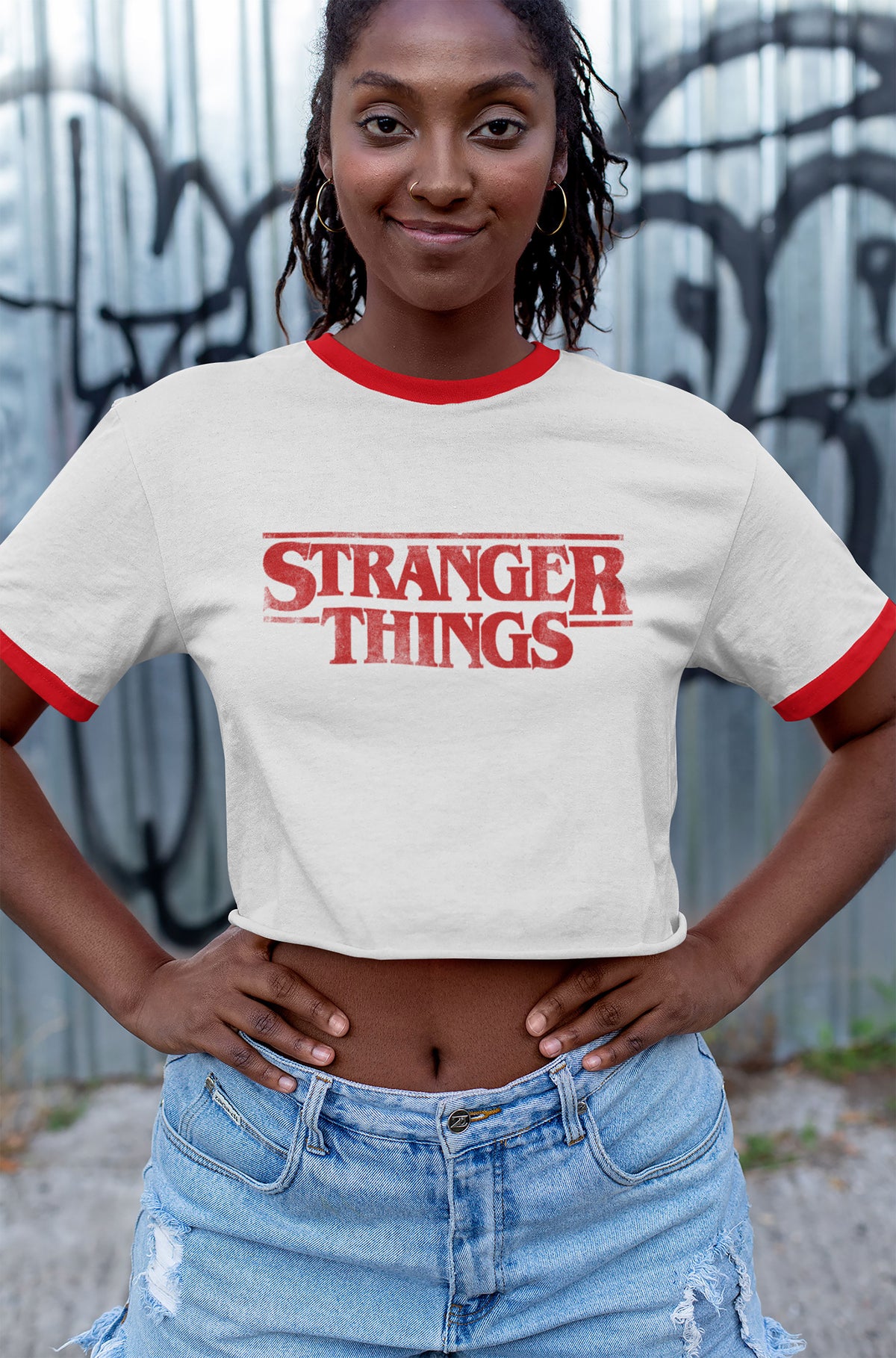 Product image Stranger Things - Distressed Logo Crop Top white