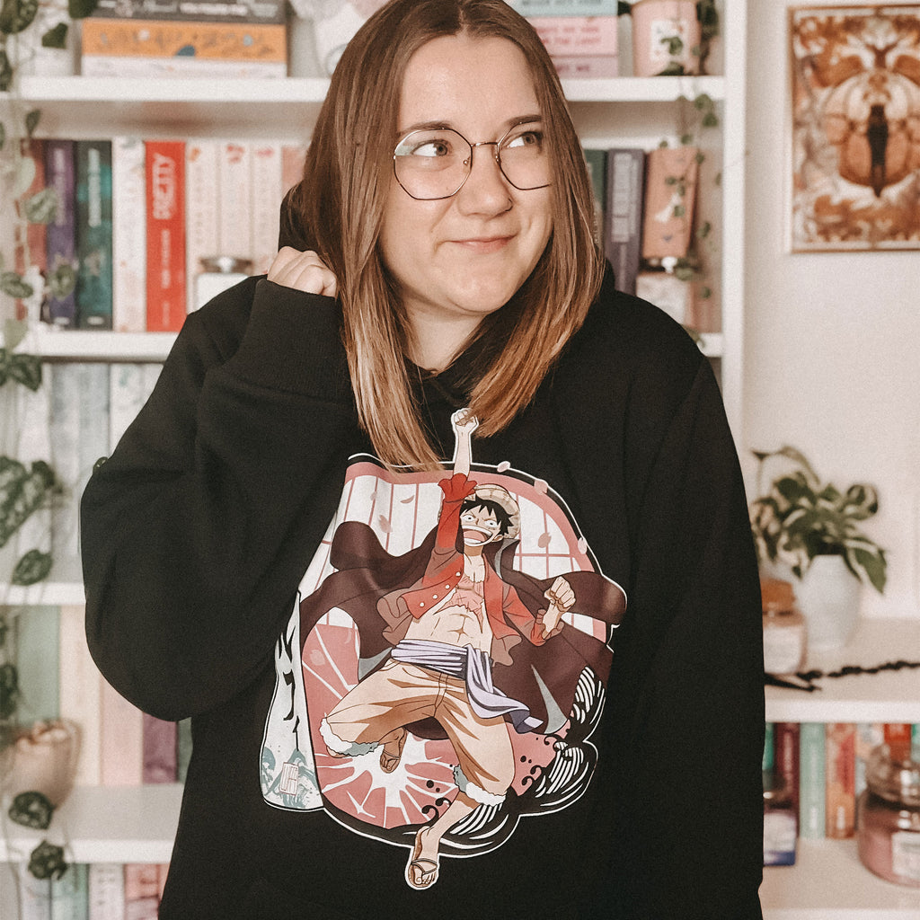 Produktbild One Piece - Ruffy huvtröja svart