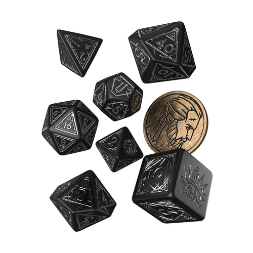 Produktbild Witcher - Geralt RPG tärningsset 7-delat med samlarmynt av varg