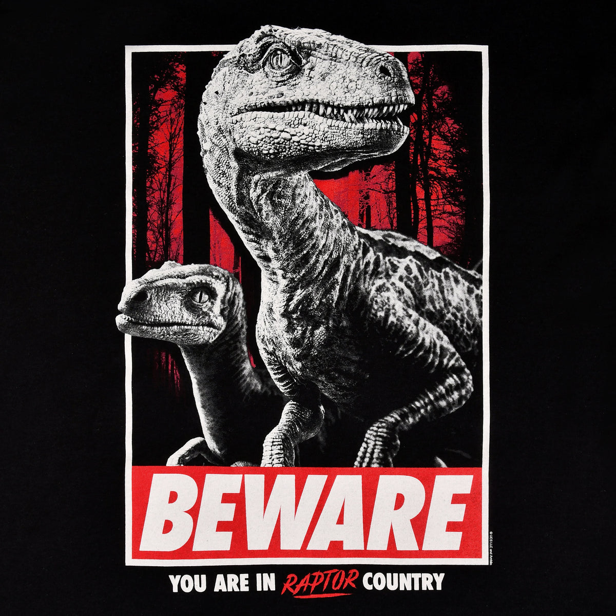 Produktbild Jurassic Park - Beware Raptor Country T-shirt svart