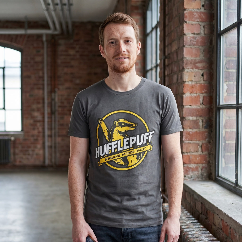 Produktbild Hufflepuff House Values T-shirt grå - Harry Potter