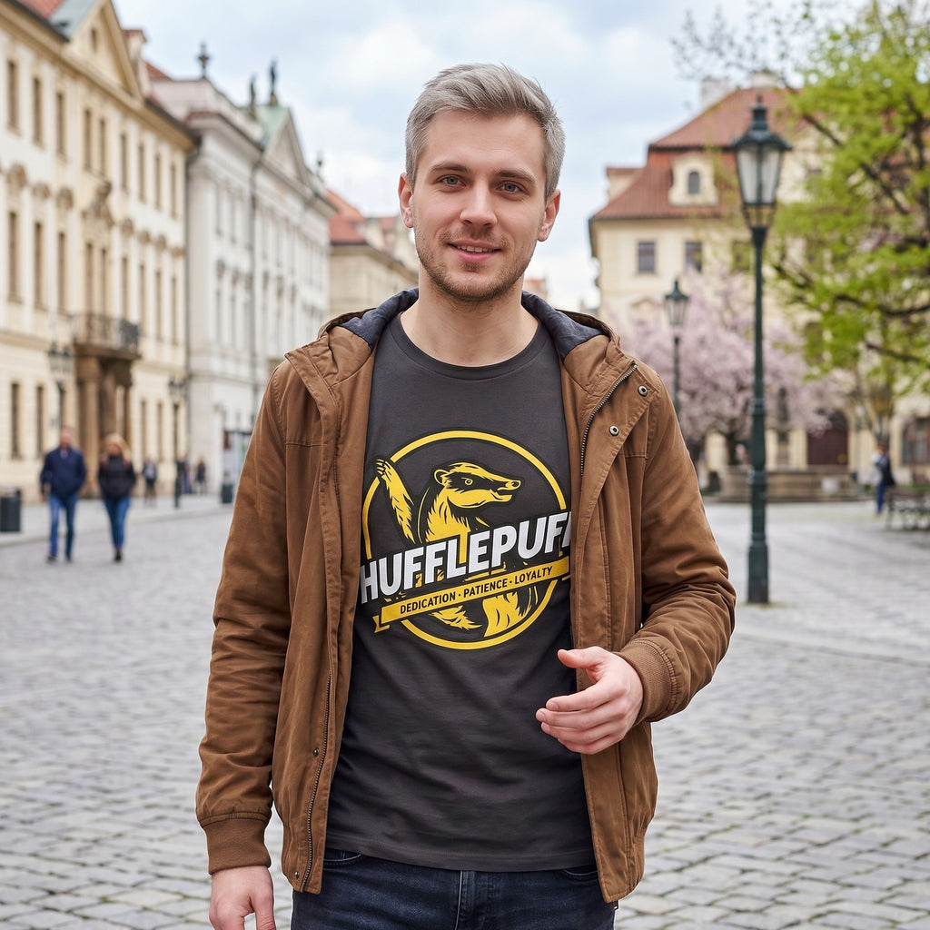 Produktbild Hufflepuff House Values T-shirt grå - Harry Potter