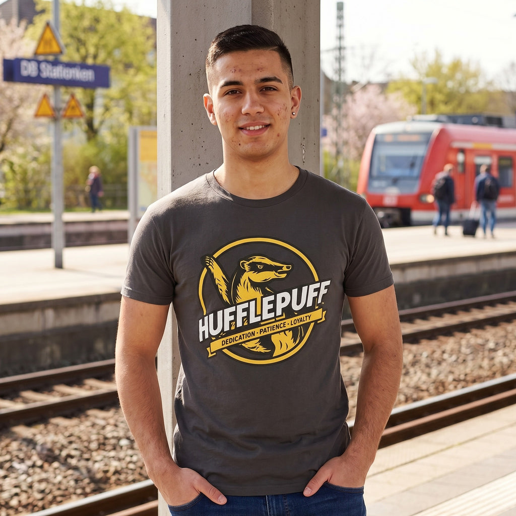 Produktbild Hufflepuff House Values T-shirt grå - Harry Potter