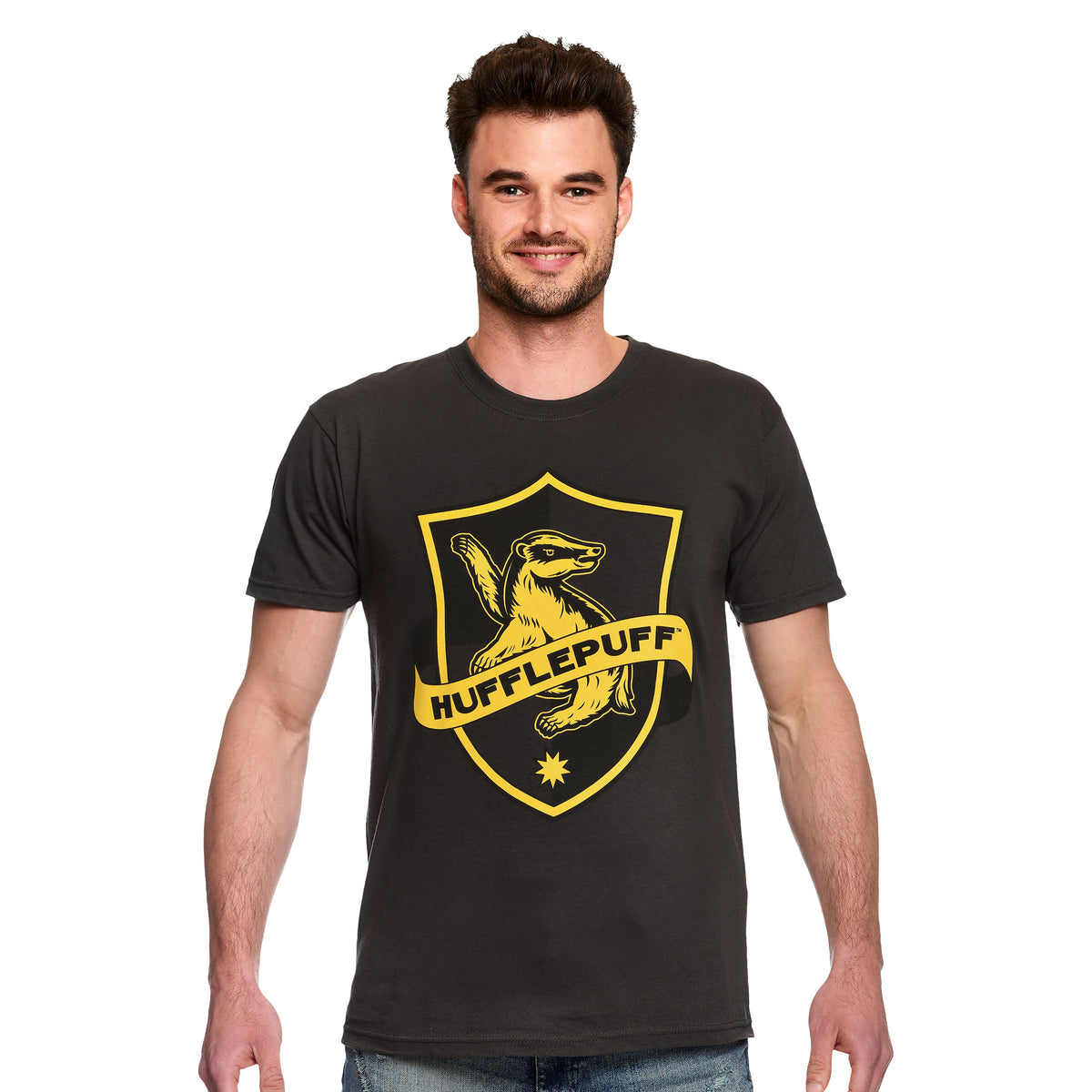Produktbild Hufflepuff Logo T-shirt grå - Harry Potter