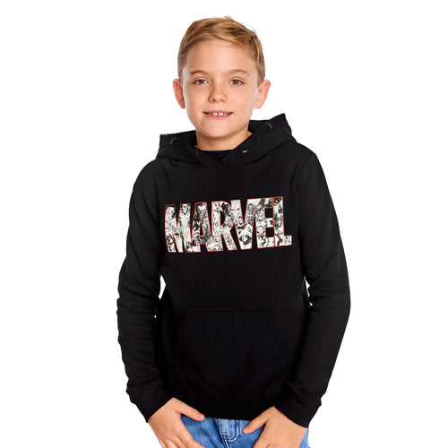 Produktbild Marvel Comic Logo Hoodie barn svart