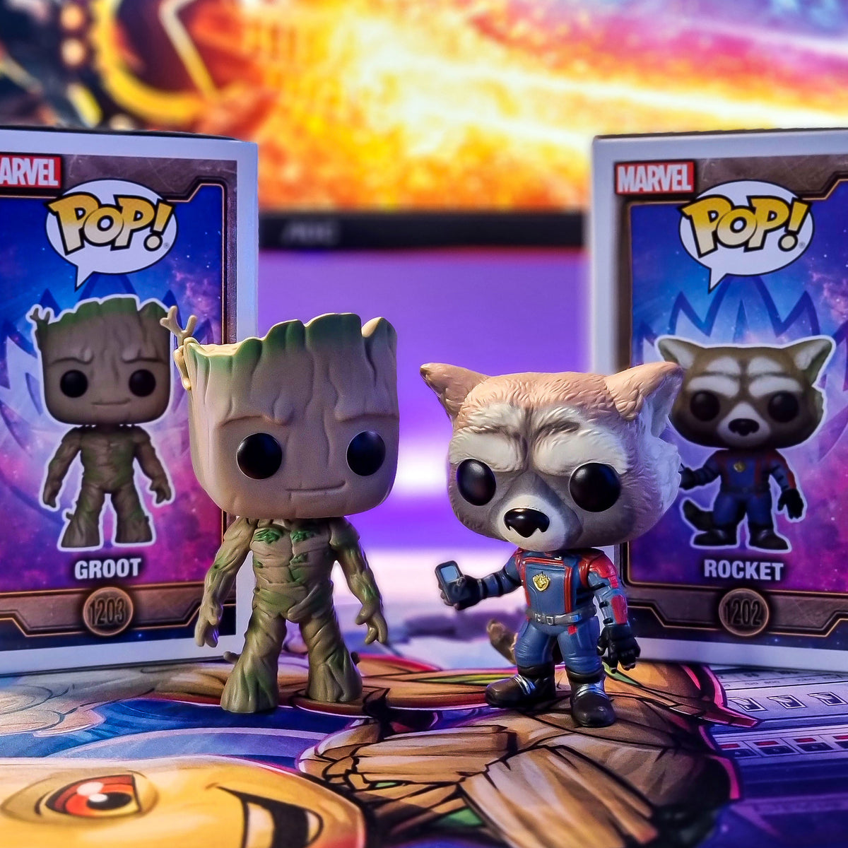 Produktbild Guardians of the Galaxy - Rocket Raccoon Funko Pop figur med vickande huvud