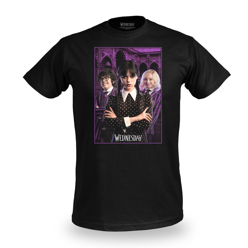 Produktbild Wednesday med Enid och Eugene Collage T-shirt svart