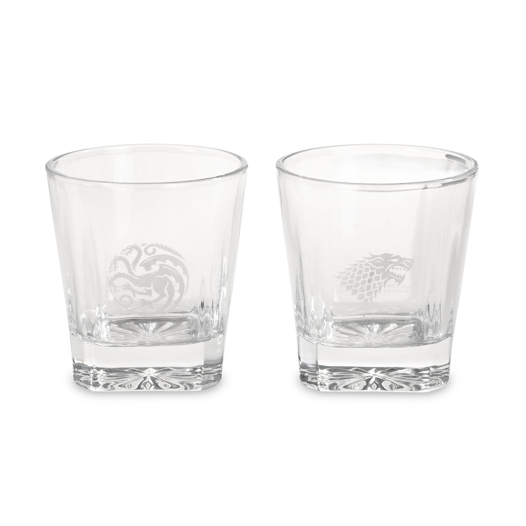 Produktbild Game of Thrones - Targaryen och Stark vapensköld glas 2-pack
