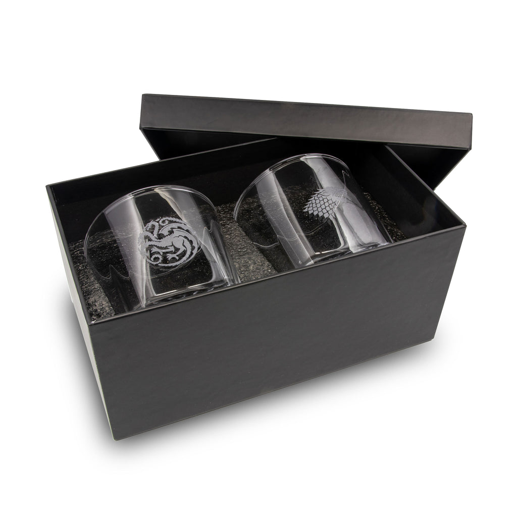 Produktbild Game of Thrones - Targaryen och Stark vapensköld glas 2-pack