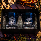 Produktbild Game of Thrones - Targaryen och Stark vapensköld glas 2-pack
