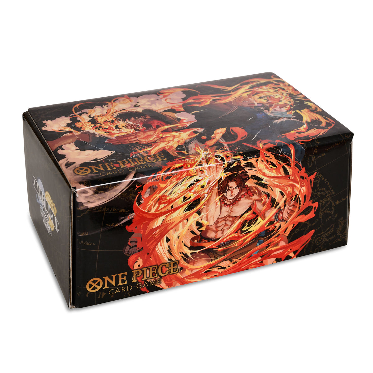 Produktbild One Piece Card Game - Spelmatta och kortförvaringslåda med Ace, Sabo och Luffy