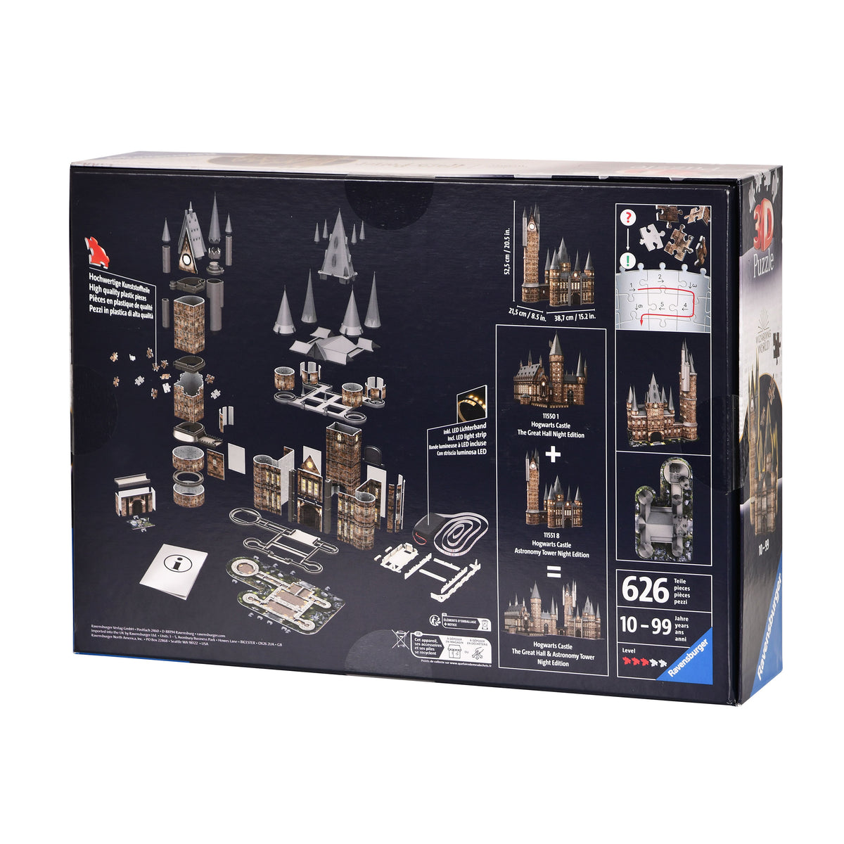 Produktbild Hogwarts slott Astronomitorn 3D-pussel med belysning - Harry Potter