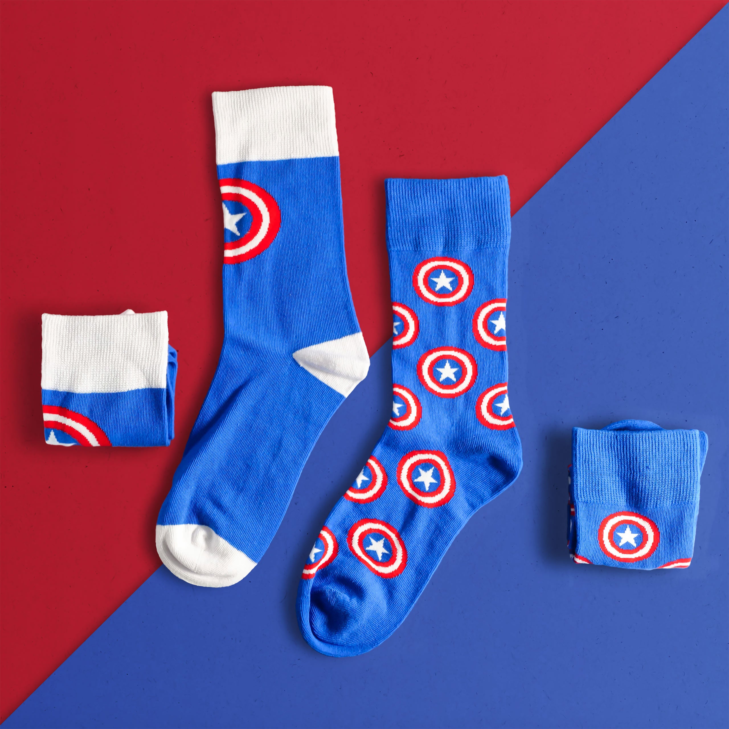 Produktbild Captain America - Sköldlogotyp Strumpor 2-pack blå
