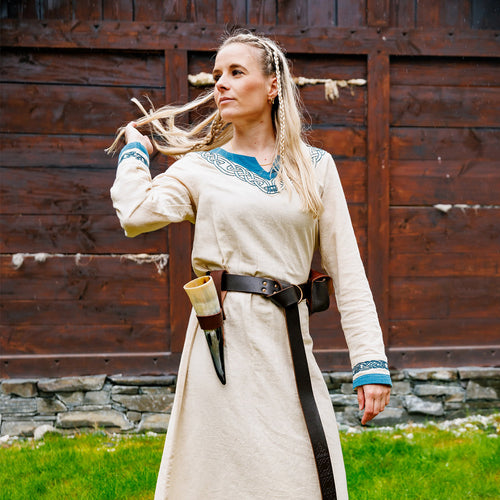 Produktbild Vikingaklänning Lagertha beige-blå