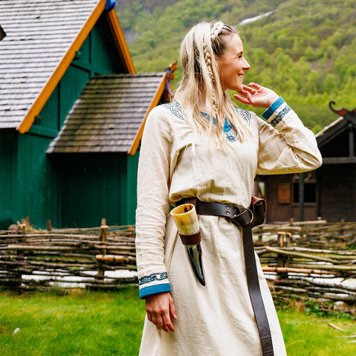 Produktbild Vikingaklänning Lagertha beige-blå