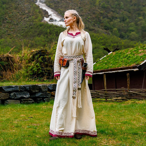 Produktbild Vikingaklänning Lagertha beige-röd