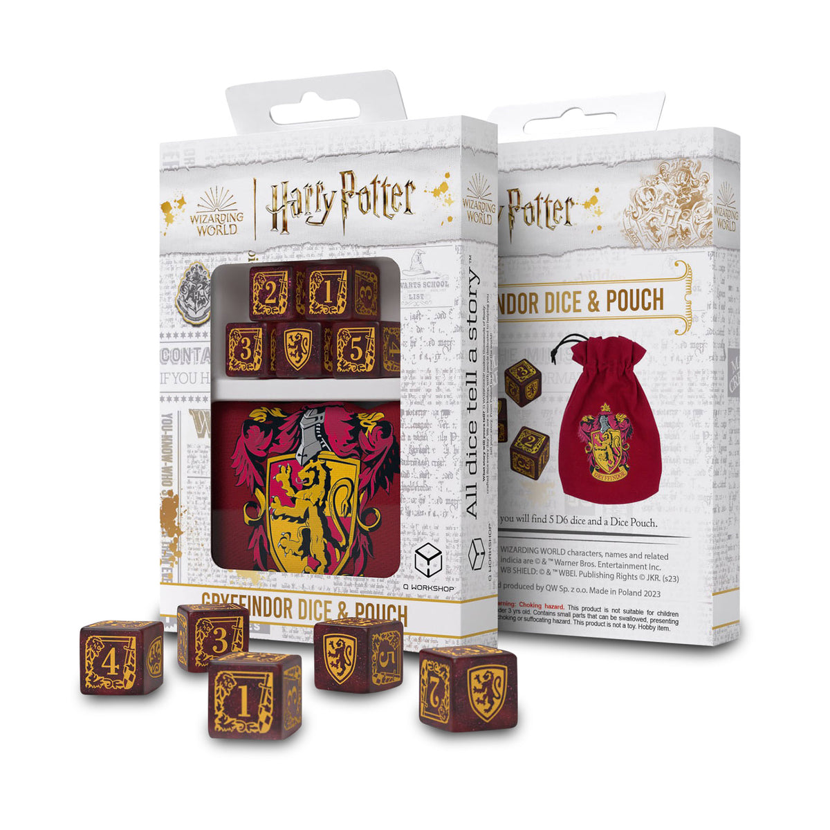 Produktbild Harry Potter - Gryffindor RPG Tärningsset 5-delat med tärningspåse röd