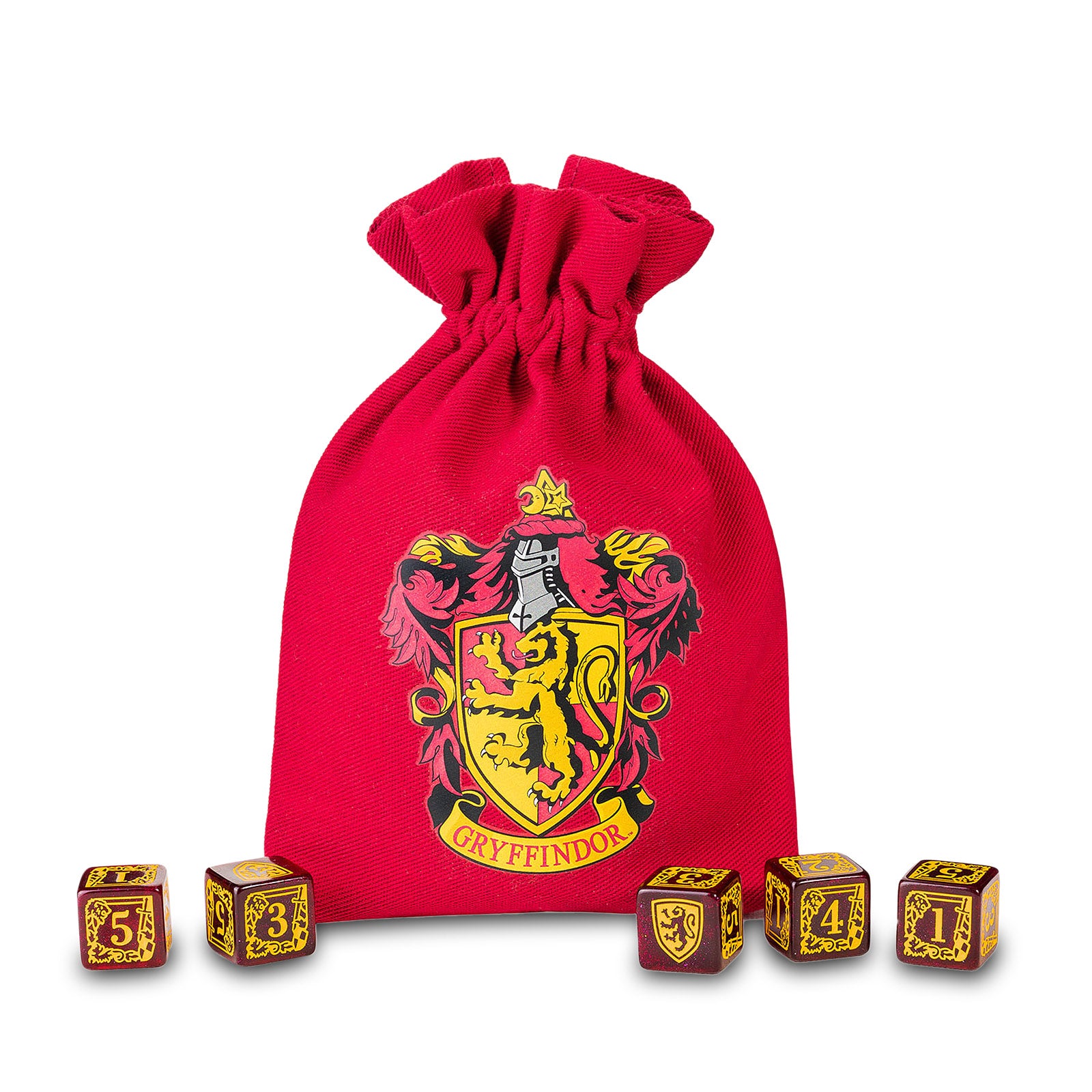 Produktbild Harry Potter - Gryffindor RPG Tärningsset 5-delat med tärningspåse röd