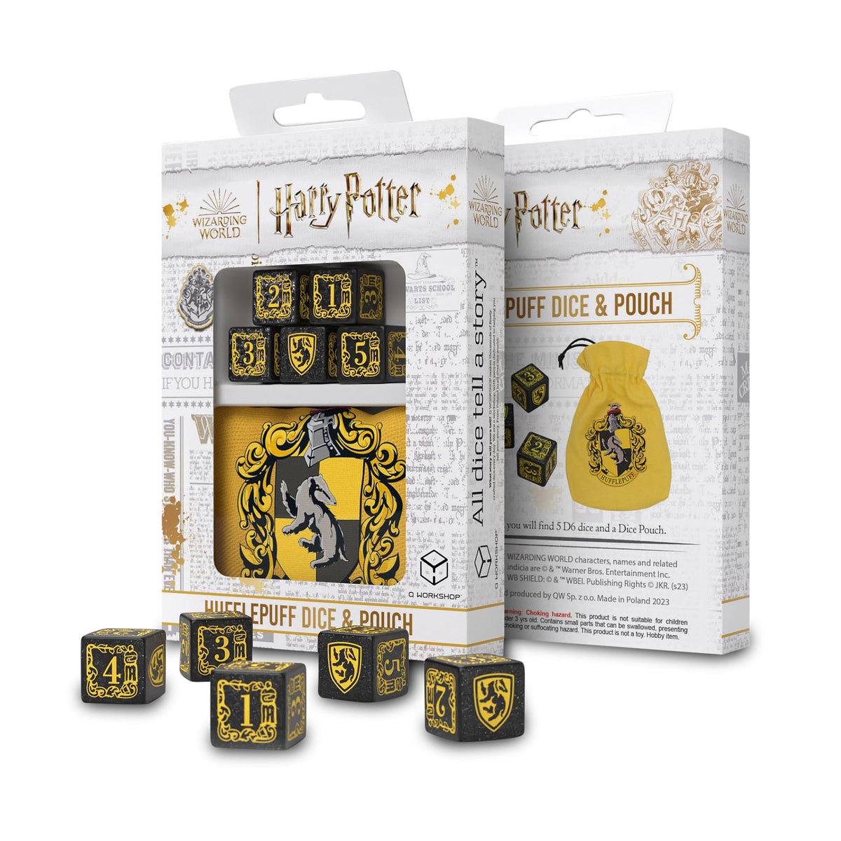 Produktbild Harry Potter - Hufflepuff RPG Tärningsset 5 delar med påse gul