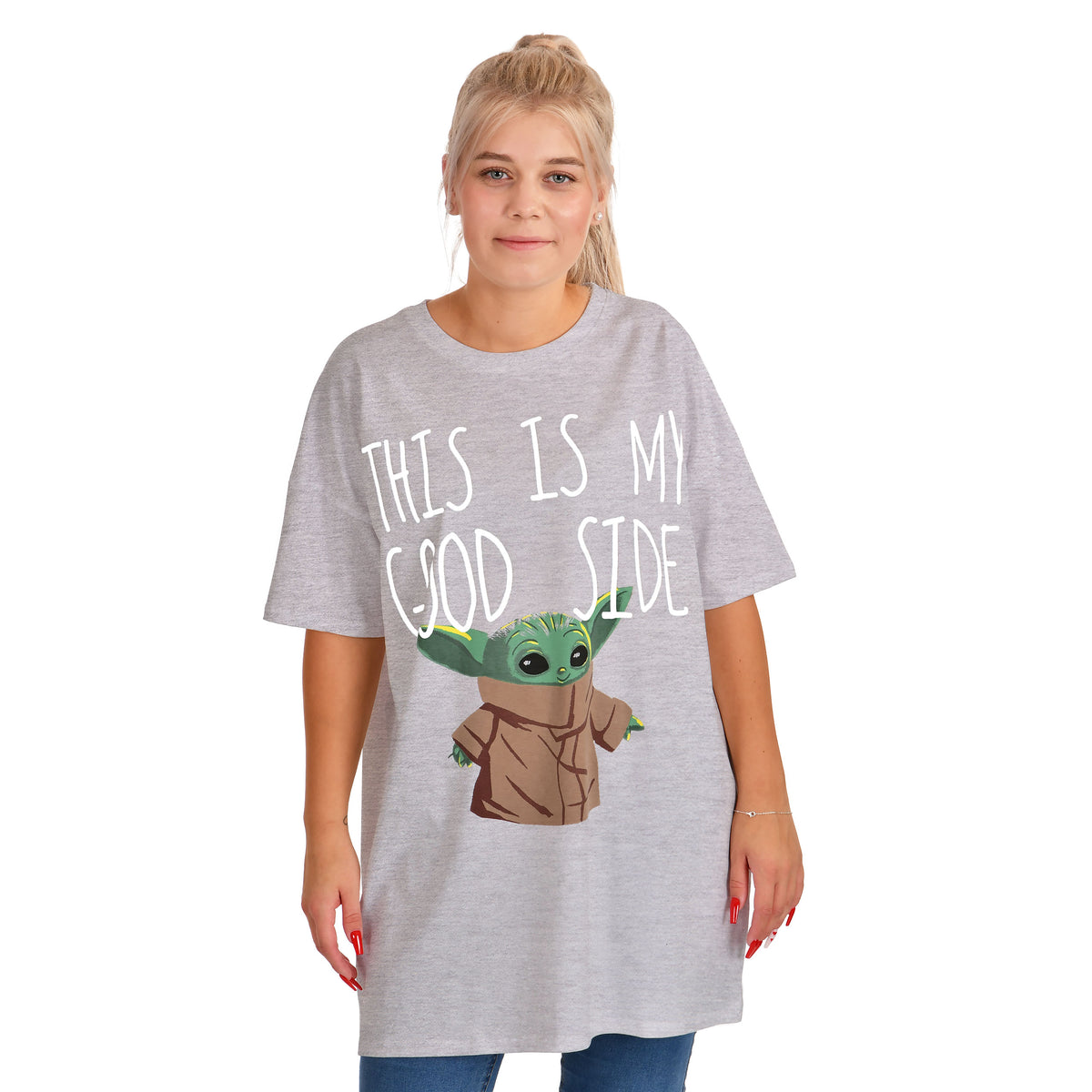 Produktbild Grogu Good Side Oversize T-shirt vit - Star Wars The Mandalorian