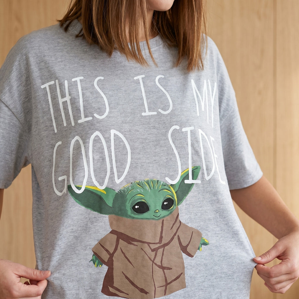 Produktbild Grogu Good Side Oversize T-shirt vit - Star Wars The Mandalorian