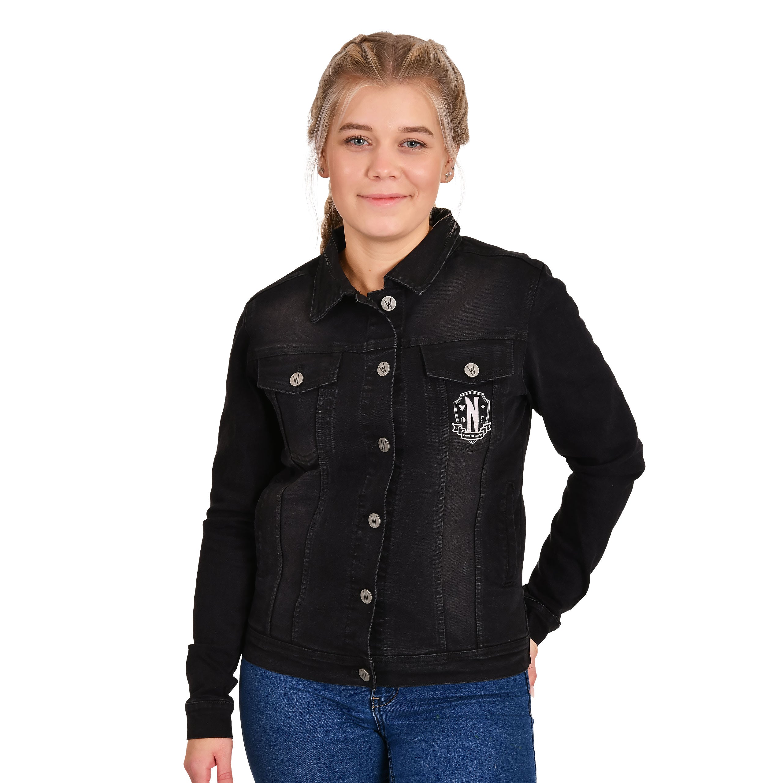Produktbild Wednesday - Svart jeansjacka Nevermore Academy