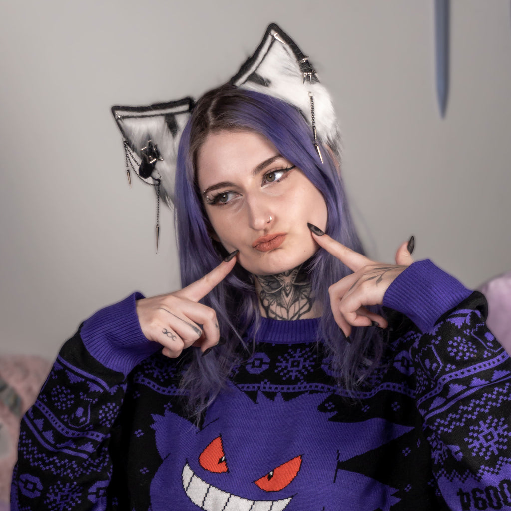 Produktbild Kitsune öron vit-svart