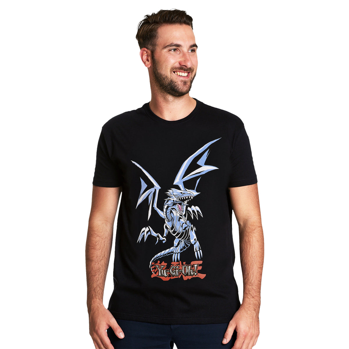 Produktbild Yu-Gi-Oh! - Svart T-shirt med Blue-Eyes White Dragon