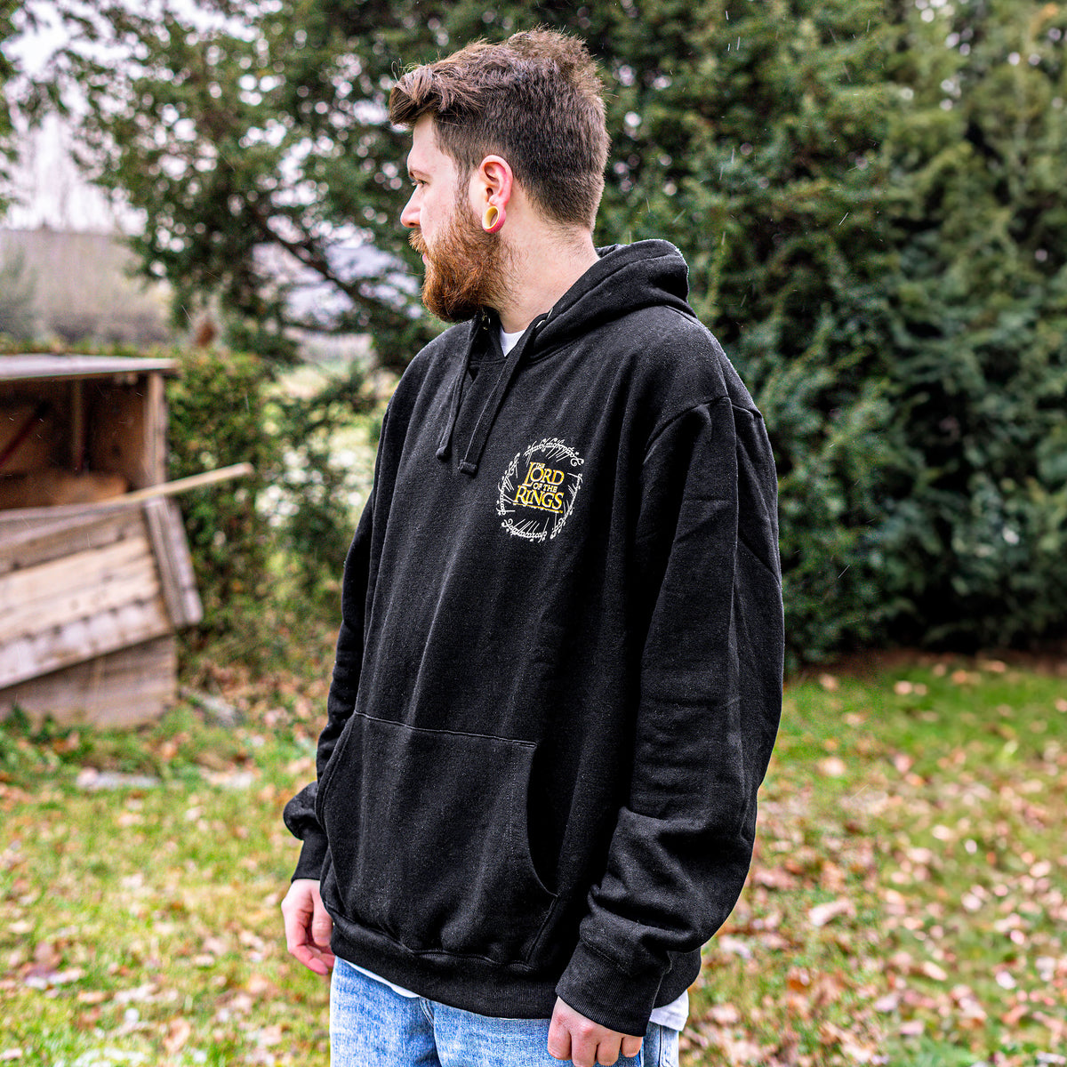 Produktbild Sagan om Ringen - Hoodie med karta över Midgård svart