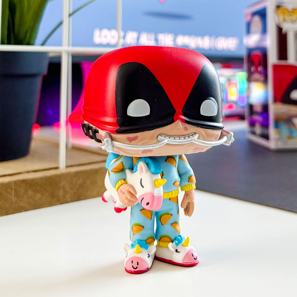 Produktbild Deadpool i pyjamas Sleepover Funko Pop figur med vickande huvud