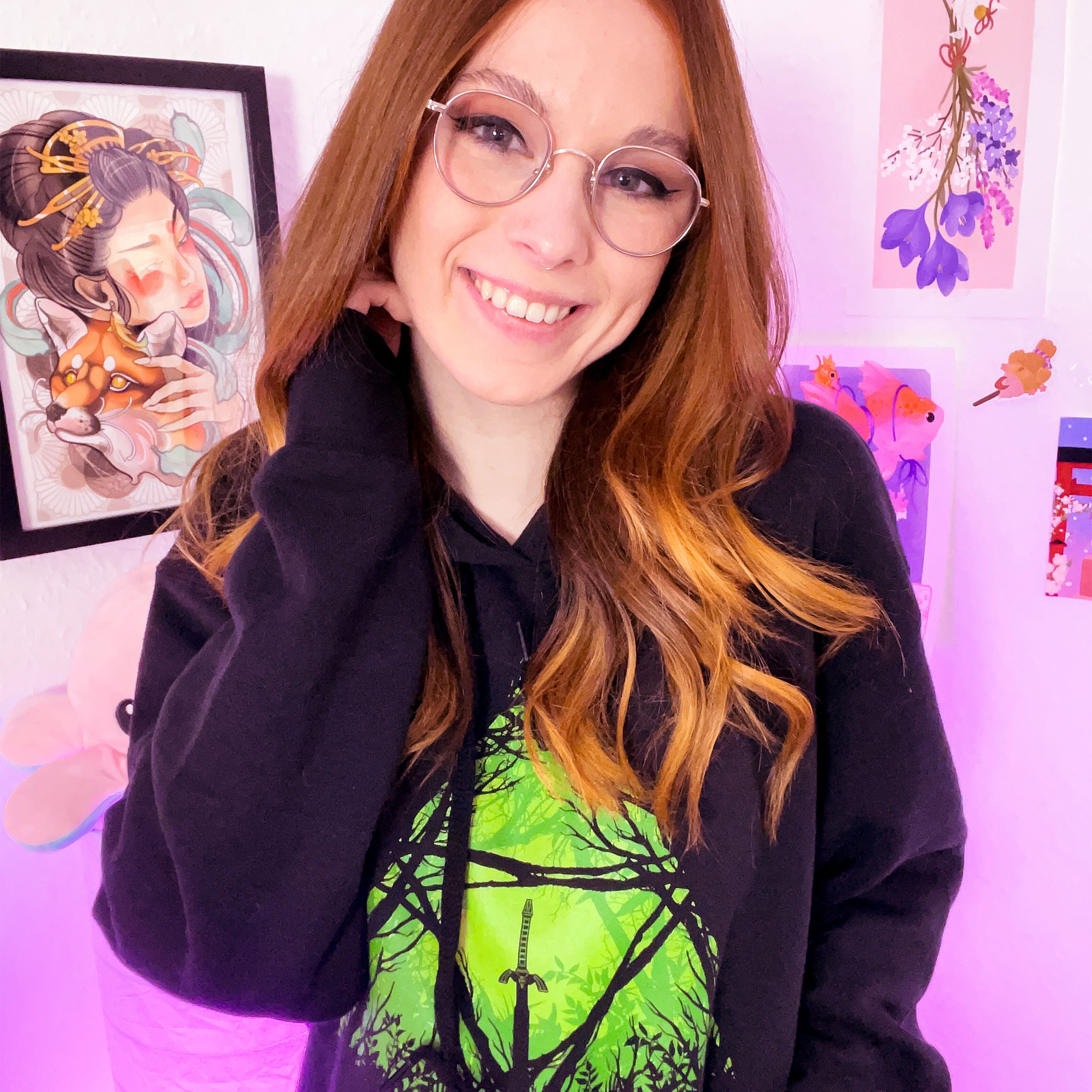 Produktbild Masterschwert i skogen hoodie för Zelda-fans svart
