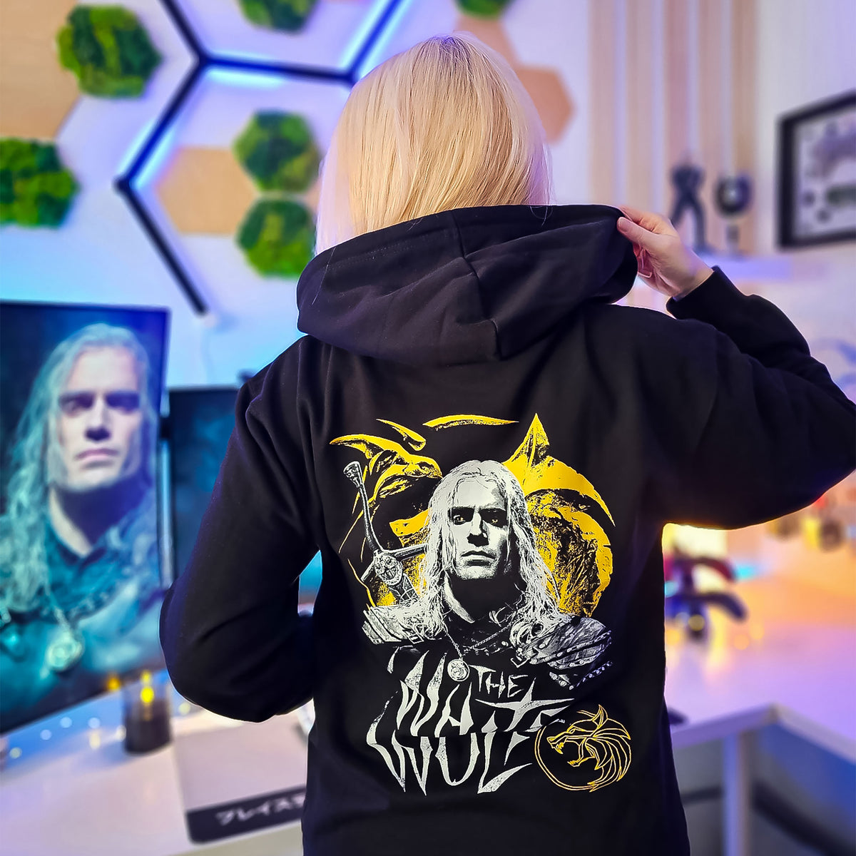 Produktbild Witcher - Geralt Vit Varg Huvtröja svart