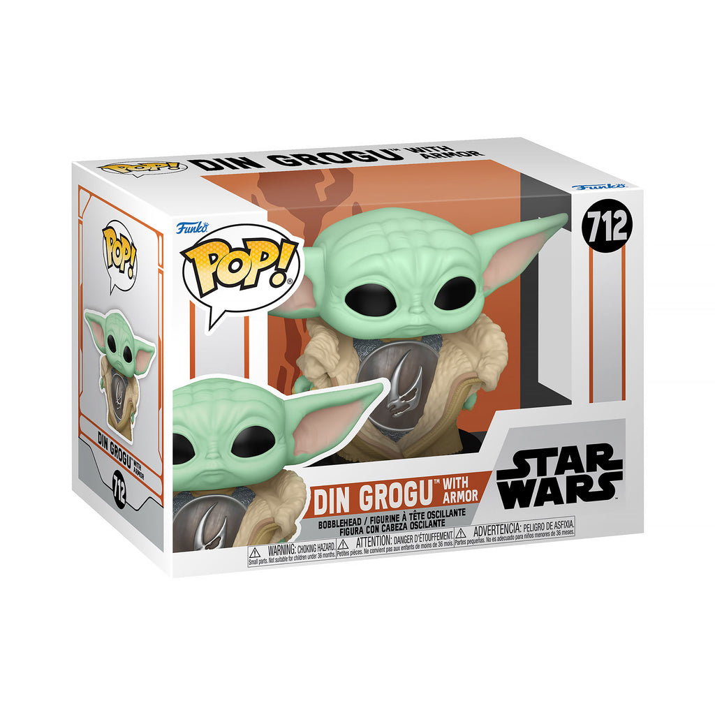 Produktbild Grogu med Rustning Funko Pop Vickande Huvud-Figur - Star Wars The Mandalorian