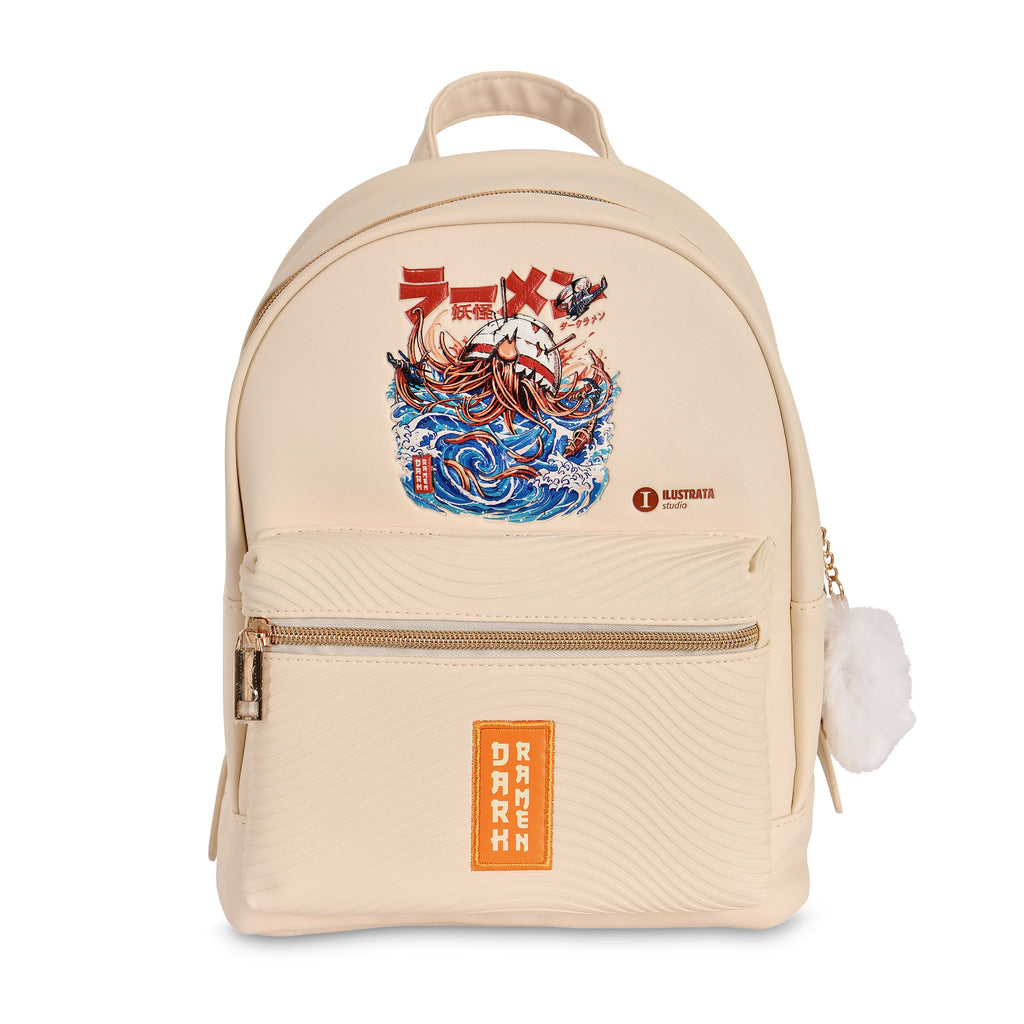 Produktbild Ilustrata - Dark Ramen Ryggsäck med Pom Pom-berlock beige