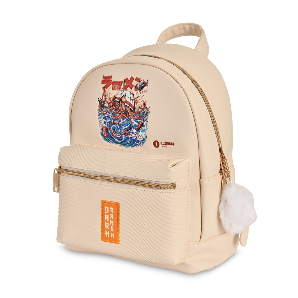 Produktbild Ilustrata - Dark Ramen Ryggsäck med Pom Pom-berlock beige