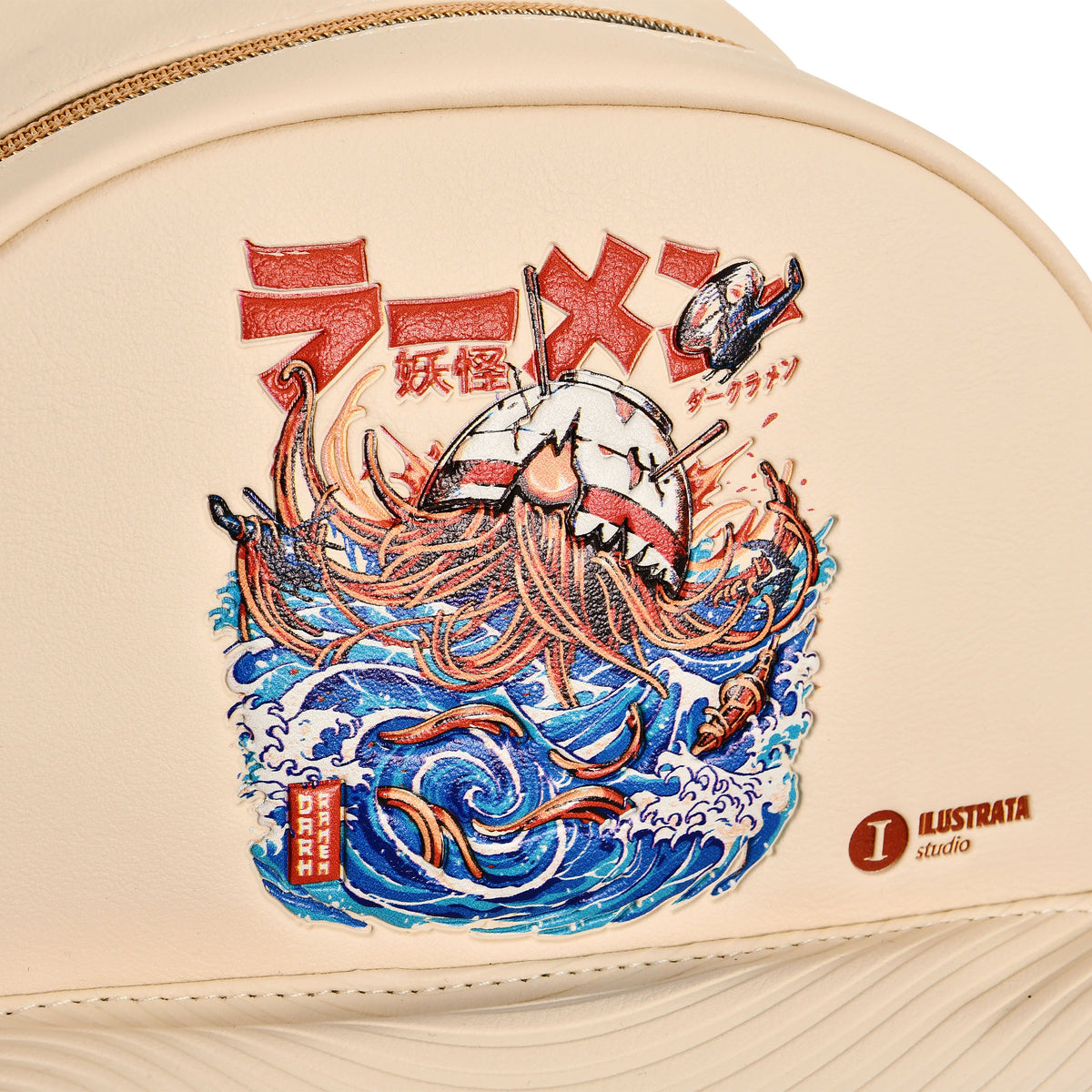 Produktbild Ilustrata - Dark Ramen Ryggsäck med Pom Pom-berlock beige