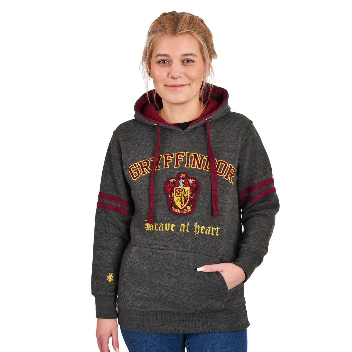 Produktbild Harry Potter - Gryffindor Emblem Premium Hoodie grå