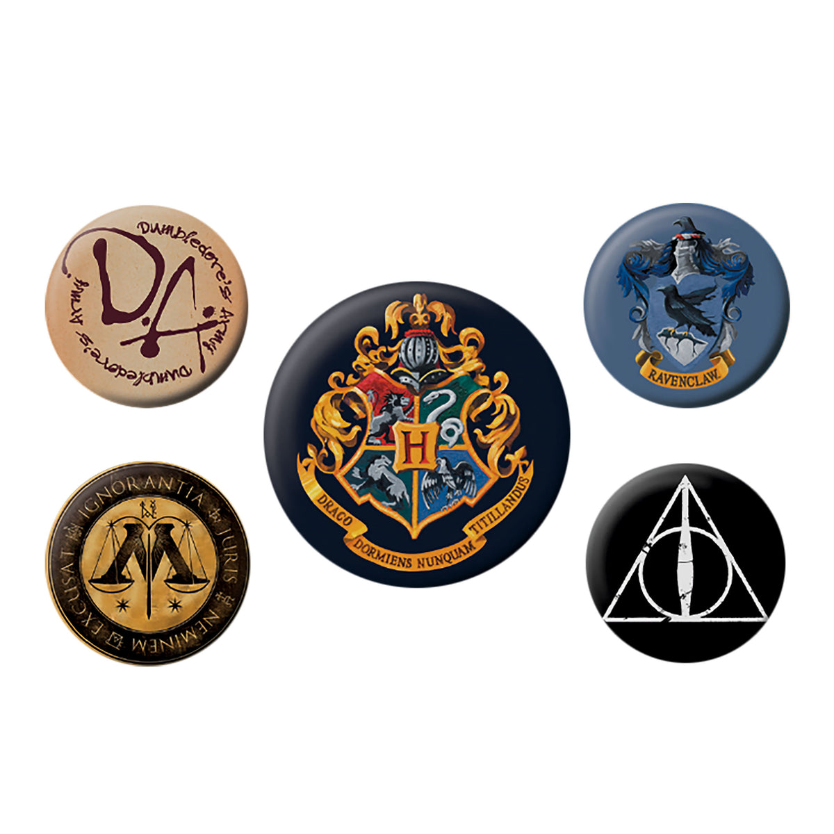 Produktbild Harry Potter - 5-pack knappar med symboler